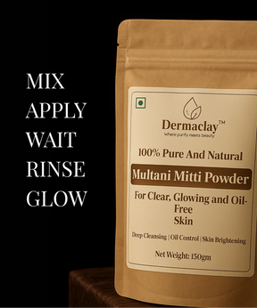 Dermaclay 100% Pure Multani Mitti Powder - Natural Fuller's Earth Clay for Clear, Glowing & Oil-Free Skin (150gm)