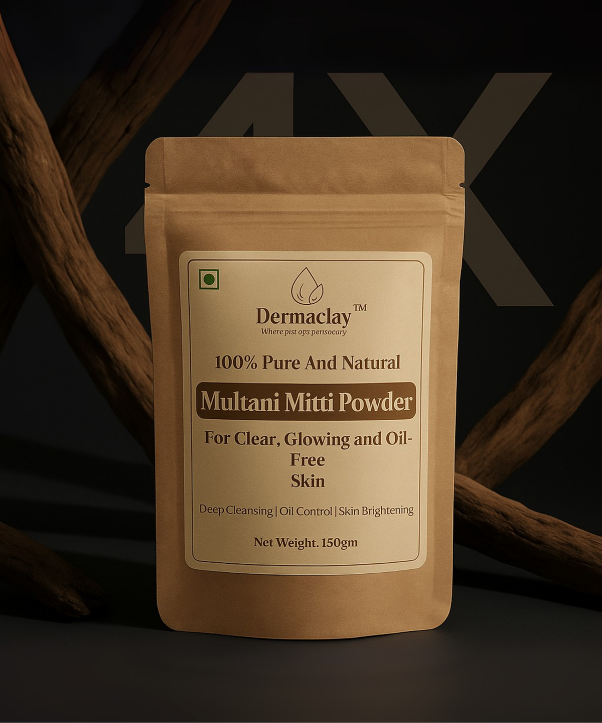 Dermaclay 100% Pure Multani Mitti Powder - Natural Fuller's Earth Clay for Clear, Glowing & Oil-Free Skin (150gm)