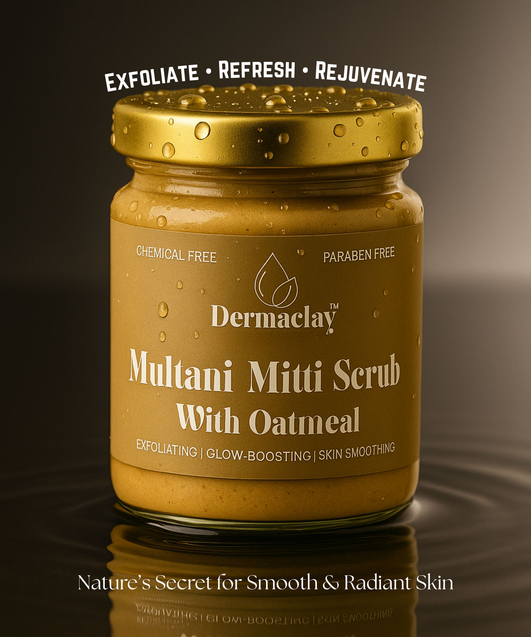 Dermaclay Multani Mitti Scrub with Oatmeal - Chemical & Paraben Free Exfoliating Face Scrub for Natural Glow