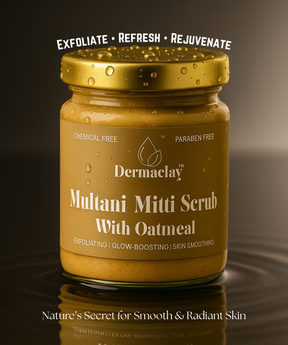 Dermaclay Multani Mitti Scrub with Oatmeal - Chemical & Paraben Free Exfoliating Face Scrub for Natural Glow