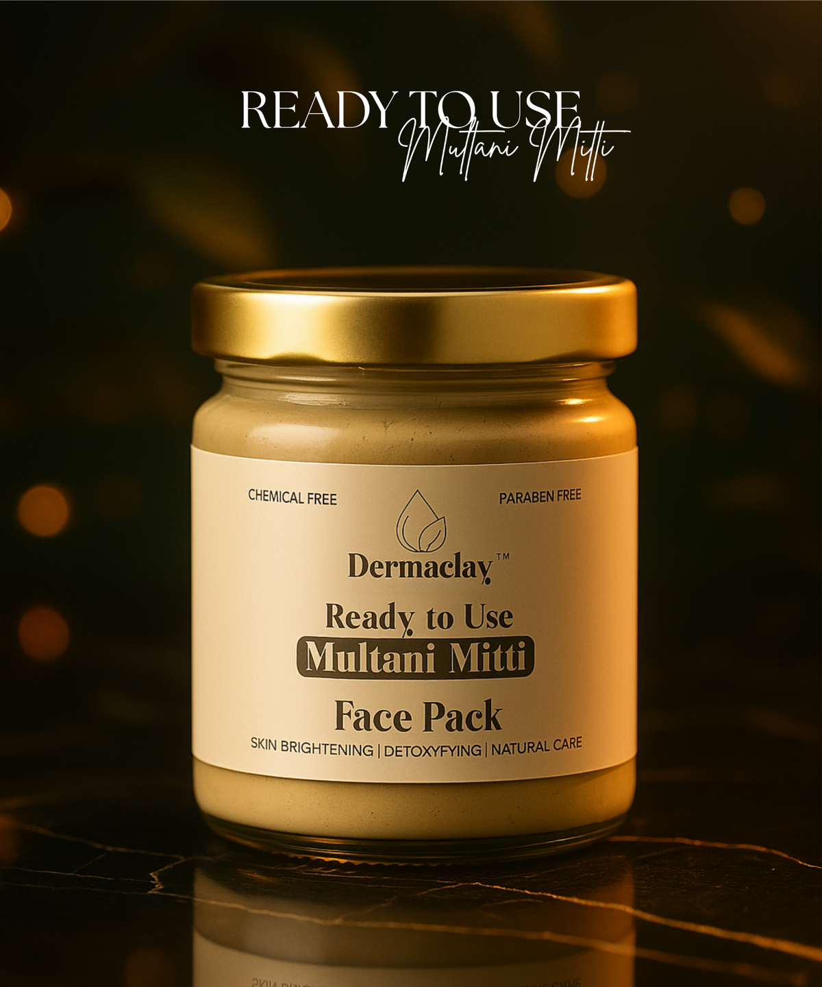 Dermaclay Ready to Use Multani Mitti Face Pack - Chemical & Paraben Free Natural Detoxifying Mask for Instant Glow