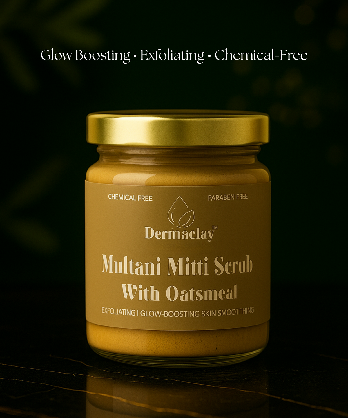 Dermaclay Multani Mitti Scrub with Oatmeal - Chemical & Paraben Free Exfoliating Face Scrub for Natural Glow